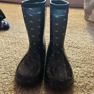 Navy sparkle rain boots